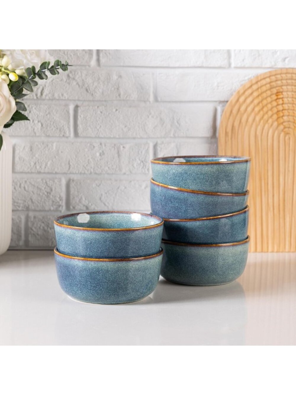 Set of 6 Stoneware Cereal & Soup Bowls, 26oz, Dishwasher & Microwave Safe - Picture 2 of 7